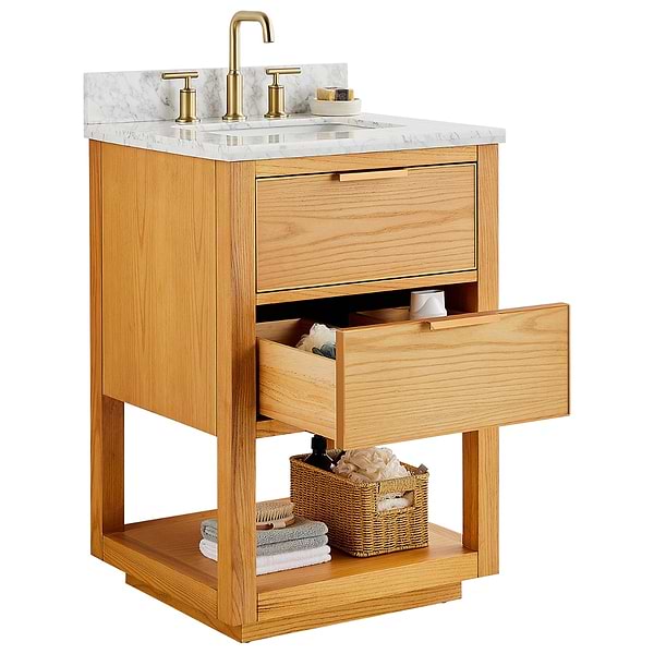 Dayton Woodgrain 24" Single Vanity with Carrara Marble Top