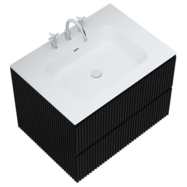 Linear Black 30" Single Vanity with Integrated White Solid Surface Top