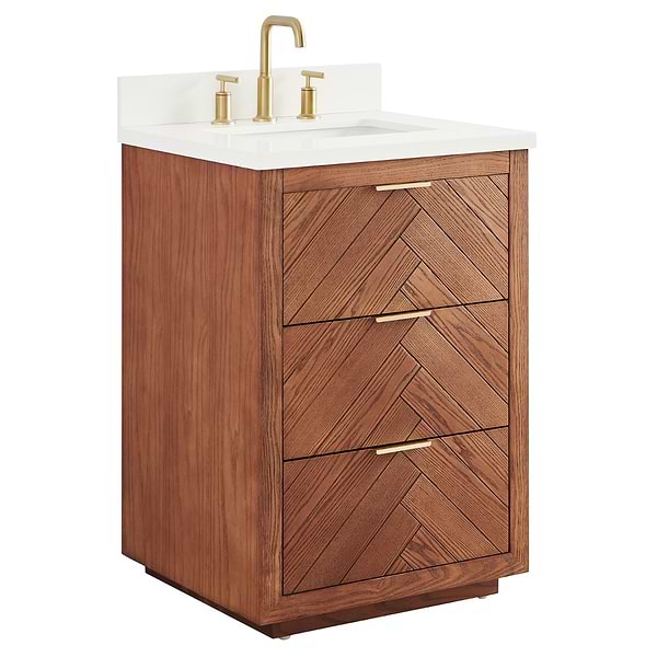 Marilyn Woodgrain 24" Single Vanity with Pure White Quartz Top