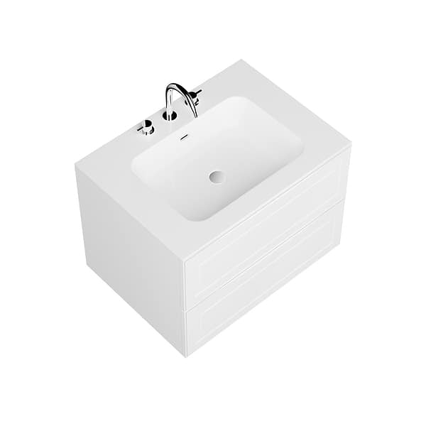 Alma White 30" Vanity with Integrated White Solid Surface Top