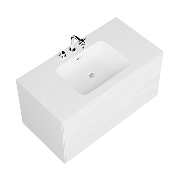 Alma White 42" Vanity with Integrated White Solid Surface Top