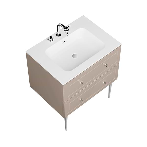 Alma Taupe 30" Vanity with Chrome Legs & Knobs with Integrated White Solid Surface Top