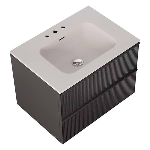 Astor Black 30" Single Vanity with Integrated White Solid SurfaceTop