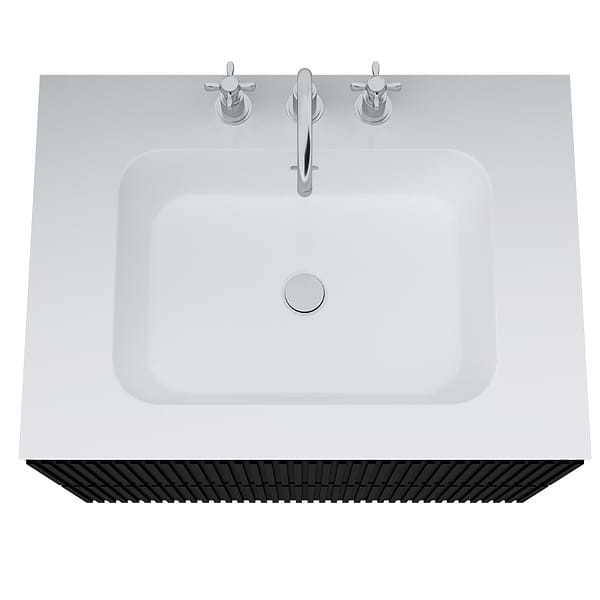 Linear Black 30" Single Vanity with Integrated White Solid Surface Top