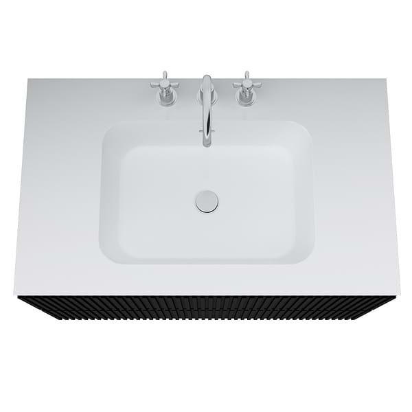 Linear Black 36" Single Vanity with Integrated White Solid Surface Top