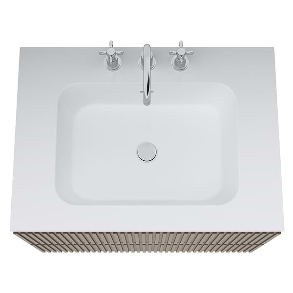Linear Taupe 30" Single Vanity with Integrated White Solid Surface Top
