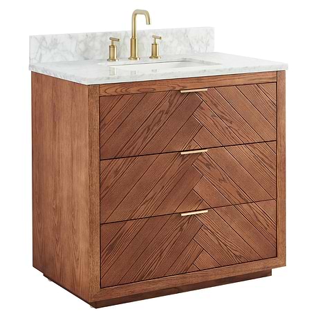 Marilyn Woodgrain 36" Single Vanity with Carrara Marble Top