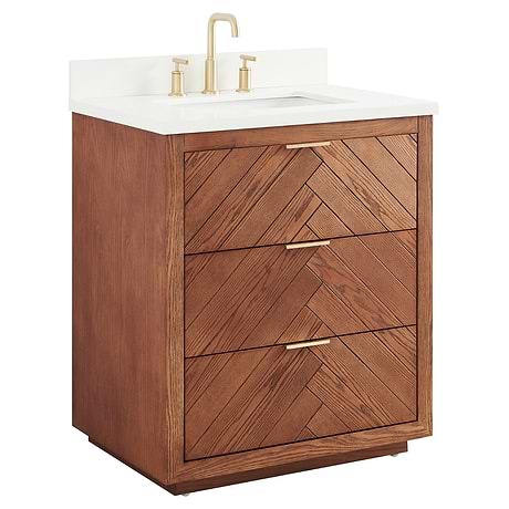 Marilyn Woodgrain 30" Single Vanity with Pure White Quartz Top