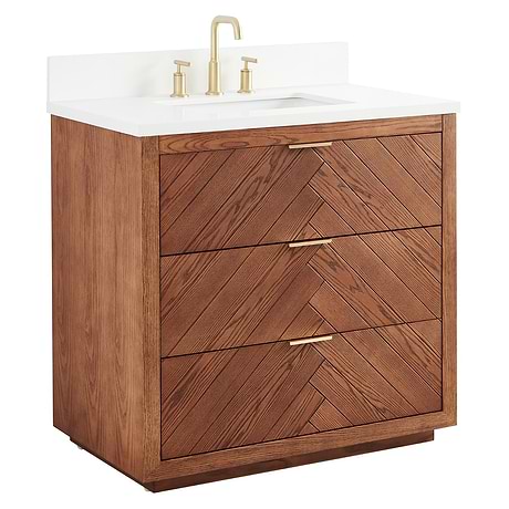 Marilyn Woodgrain 36" Single Vanity with Pure White Quartz Top
