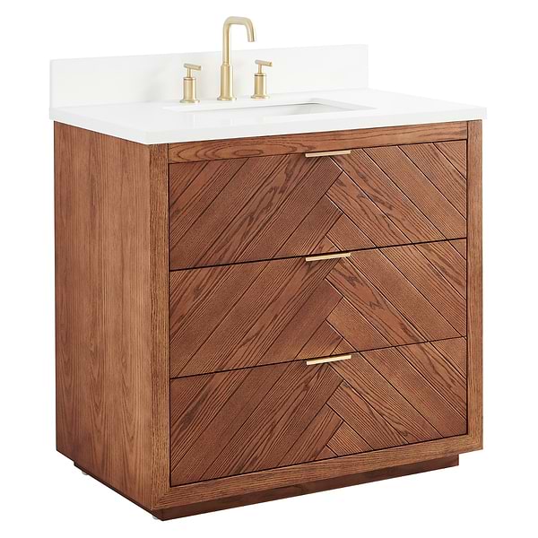 Marilyn Woodgrain 36" Single Vanity with Pure White Quartz Top