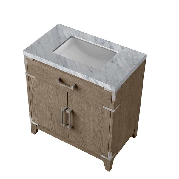 Aiden Gray Oak 30" Single Vanity wth Carrara Marble Top