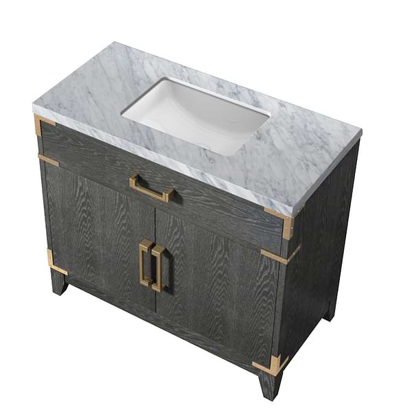 Aiden Black Oak 36" Single Vanity with Carrara Marble Top