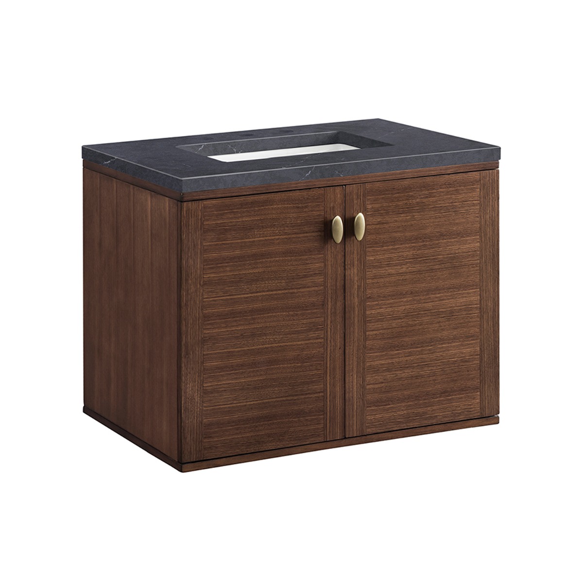 James Martin Vanities Amberly Mid-Century Walnut 30" Single Vanity with Charcoal Soapstone Quartz Top