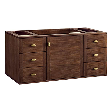 James Martin Vanities Amberly Mid-Century Walnut 48" Single Vanity without Top