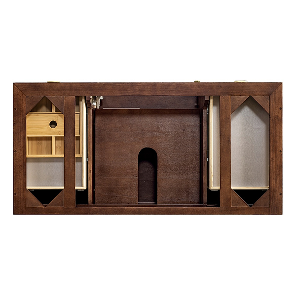 James Martin Vanities Amberly Mid-Century Walnut 48" Single Vanity with Ethereal Noctis Quartz Top