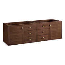 James Martin Vanities Amberly Mid-Century Walnut 72" Double Vanity without Top