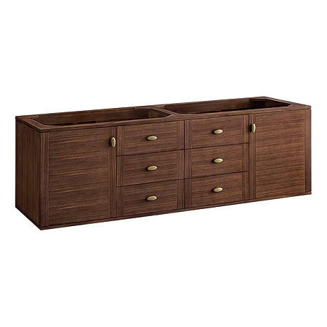James Martin Vanities Amberly Mid-Century Walnut 72" Double Vanity without Top