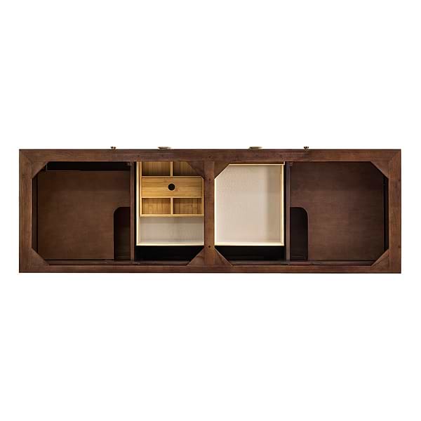 James Martin Vanities Amberly Mid-Century Walnut 72" Double Vanity with Ethereal Noctis Quartz Top