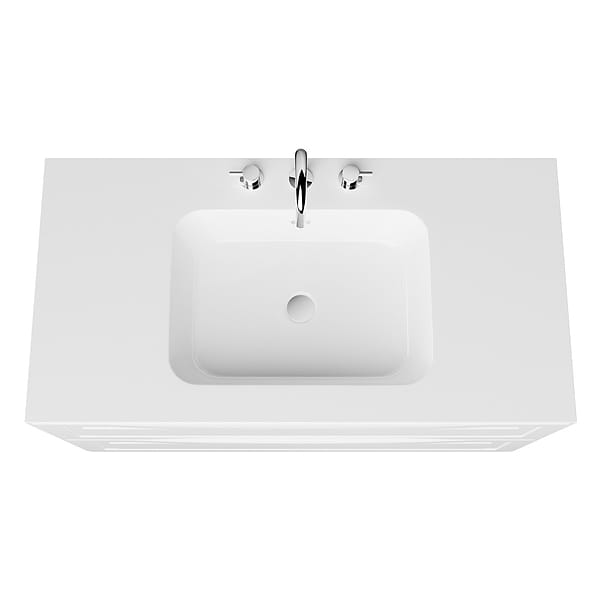 Alma White 42" Vanity with Integrated White Solid Surface Top