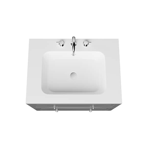 Alma Gray 30" Vanity with Chrome Legs & Knobs with Integrated White Solid Surface Top