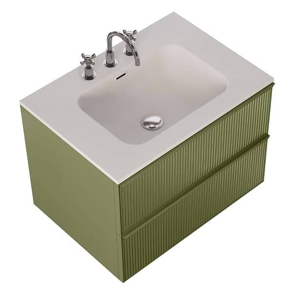 Astor Olive 30" Single Vanity with Integrated White Solid SurfaceTop