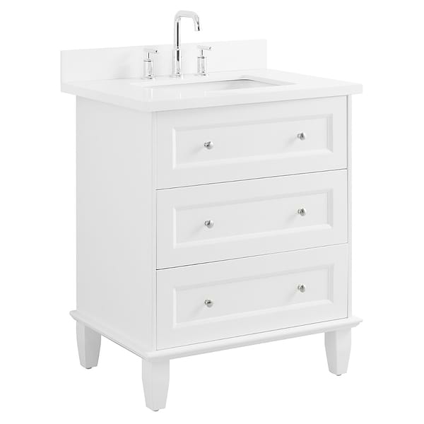 Nora White 30" Single Vanity with Pure White Quartz Top