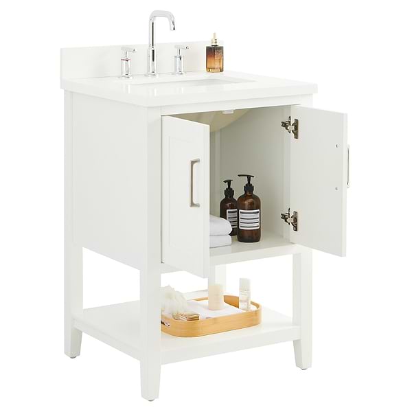 Sheraton 24" White Vanity with Pure White Quartz Top and Ceramic Basin