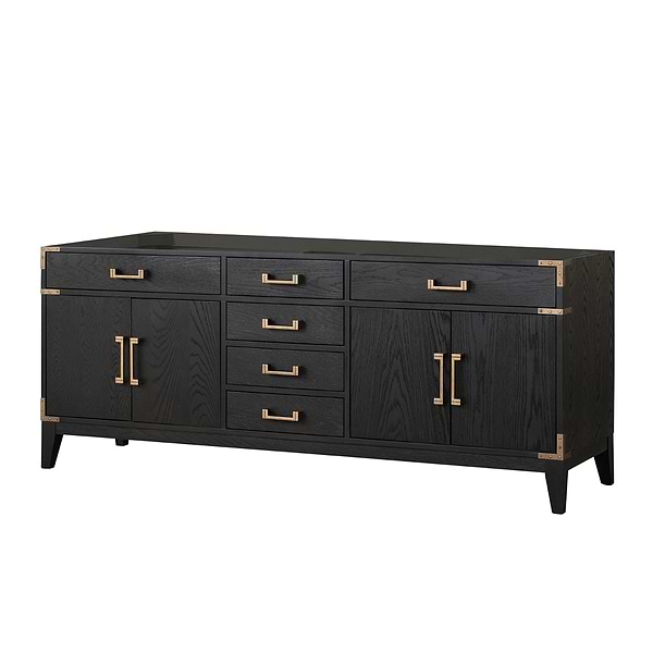 Aiden Black Oak 80" Double Vanity with Carrara Marble Top