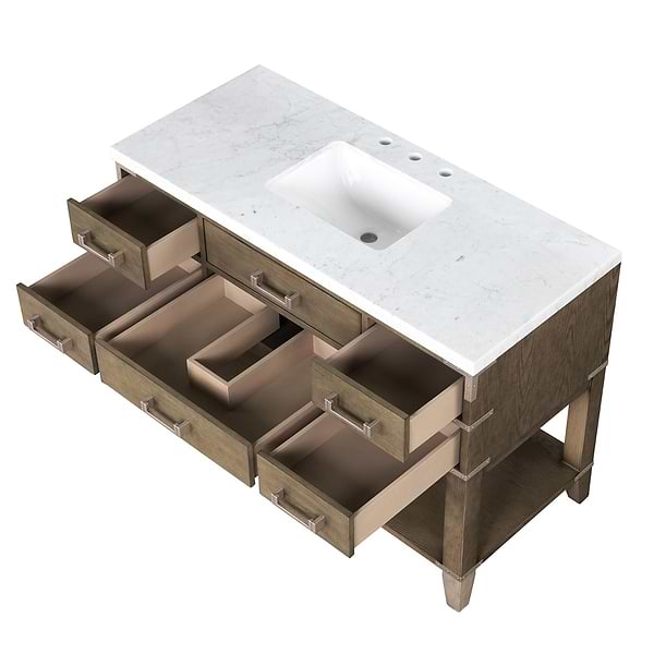 Calico Gray Oak 48" Single Vanity with Carrara Marble Top
