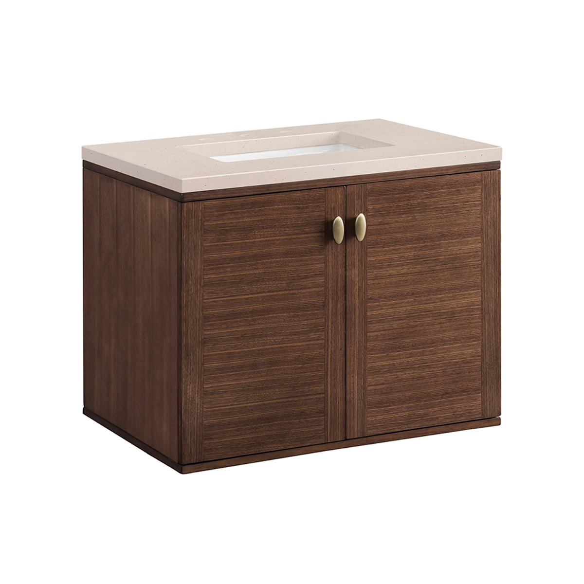 James Martin Vanities Amberly Mid-Century Walnut 30" Single Vanity with Eternal Marfil Quartz Top