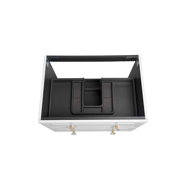 Alma White 30" Vanity with Gold Legs & Knobs with Integrated White Solid Surface Top