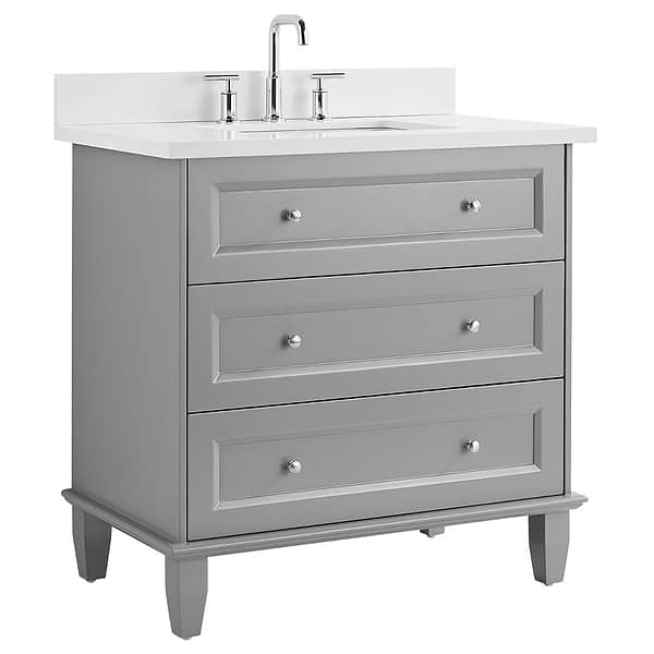 Nora Gray 36" Single Vanity with Pure White Quartz Top