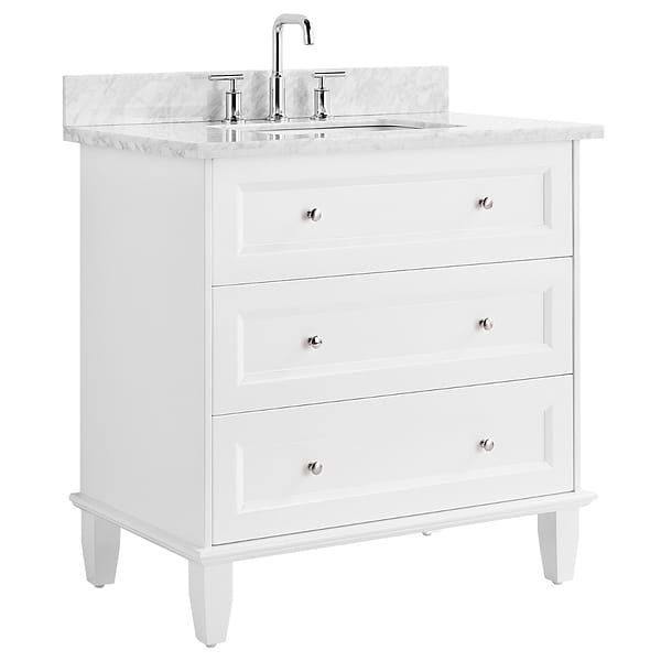 Nora White 36" Single Vanity with Carrara Marble Top