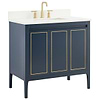 Province Navy and Gold 36" Single Vanity with Pure White Quartz Top