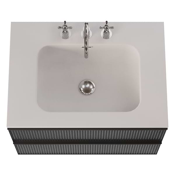 Astor Black 30" Single Vanity with Integrated White Solid SurfaceTop