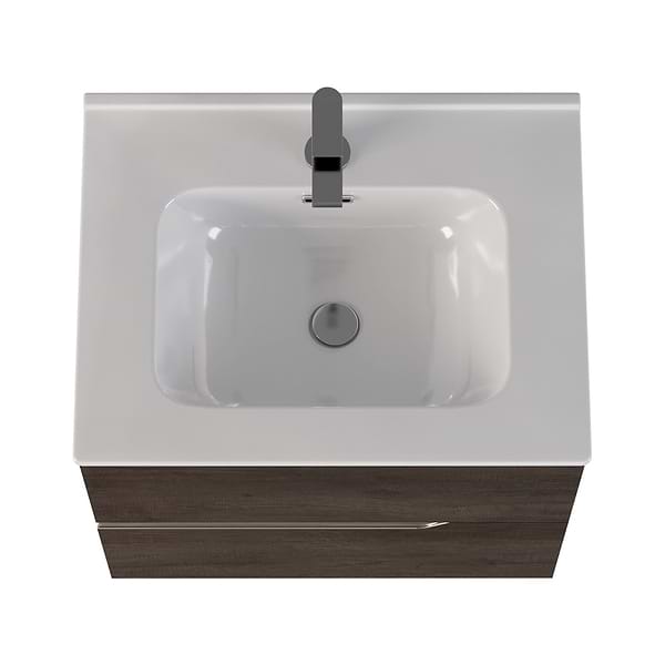 Duo Weathered Oak 24" Single Vanity with Integrated White Ceramic Top