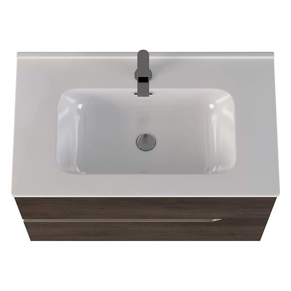 Duo Weathered Oak 32" Single Vanity with Integrated White Ceramic Top