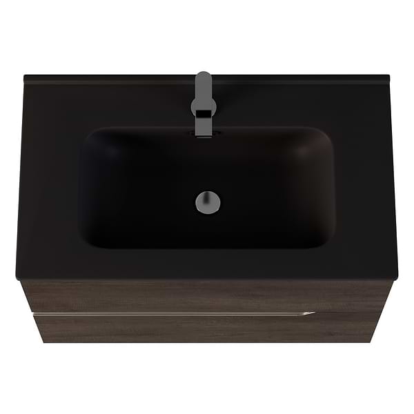 Duo Weathered Oak 32" Single Vanity with Integrated Black Ceramic Top