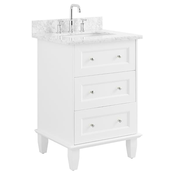 Nora White 24" Single Vanity with Carrara Marble Top