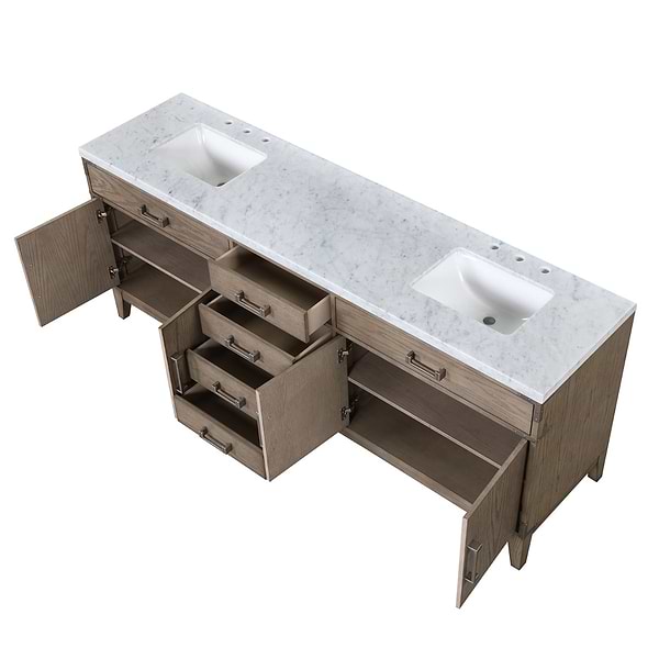Aiden Gray Oak 84" Double Vanity wth Carrara Marble Top