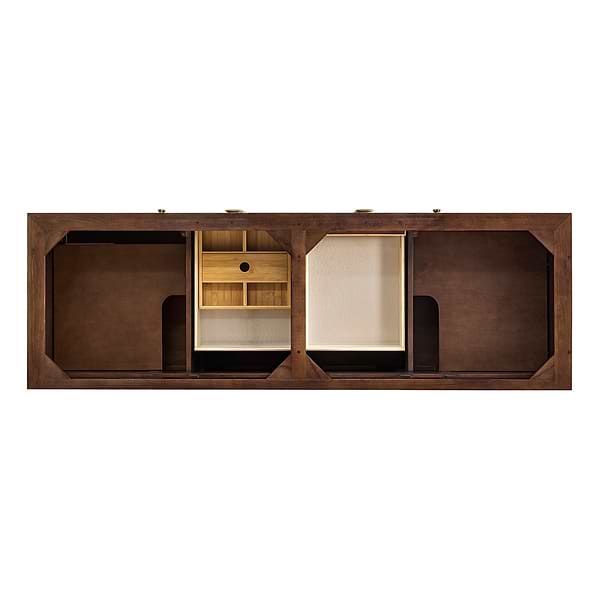 James Martin Vanities Amberly Mid-Century Walnut 72" Double Vanity with Eternal Jasmine Pearl Top