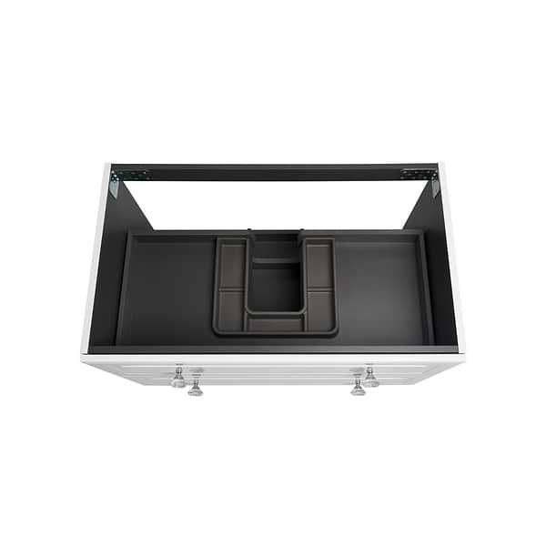 Alma White 36" Vanity with Chrome Legs & Knobs with Integrated White Solid Surface Top