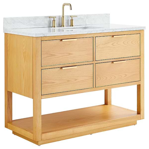 Dayton Woodgrain 48" Single Vanity with Carrara Marble Top