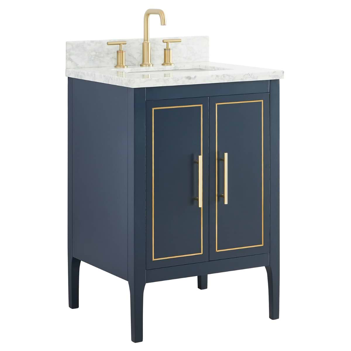 Province Navy and Gold 24" Single Vanity with Carrara Marble Top