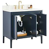 Province Navy and Gold 36" Single Vanity with Pure White Quartz Top