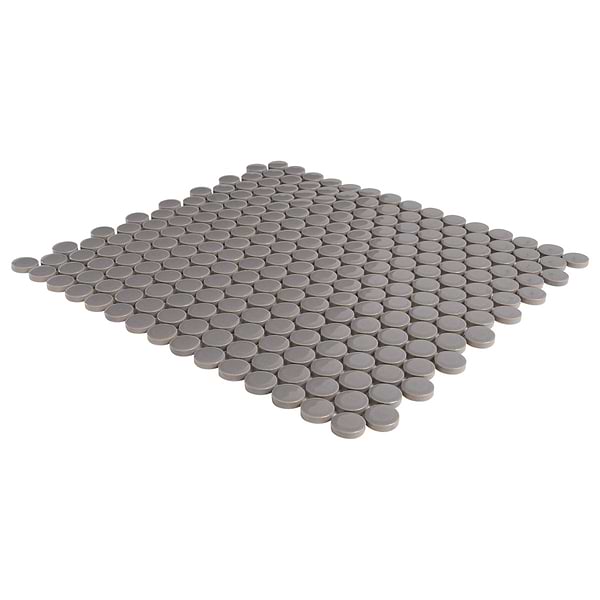 Serenity Dark Gray 1" Penny Round Polished Porcelain Mosaic Tile