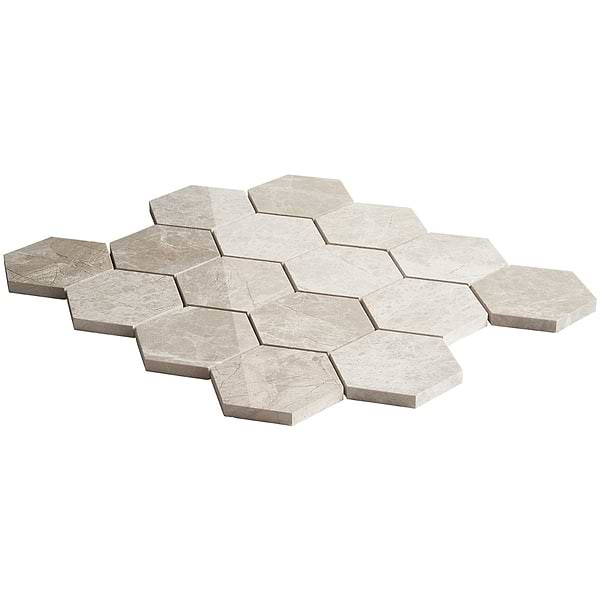 Cream Misto 3" Polished Marble Hexagon Mosaic