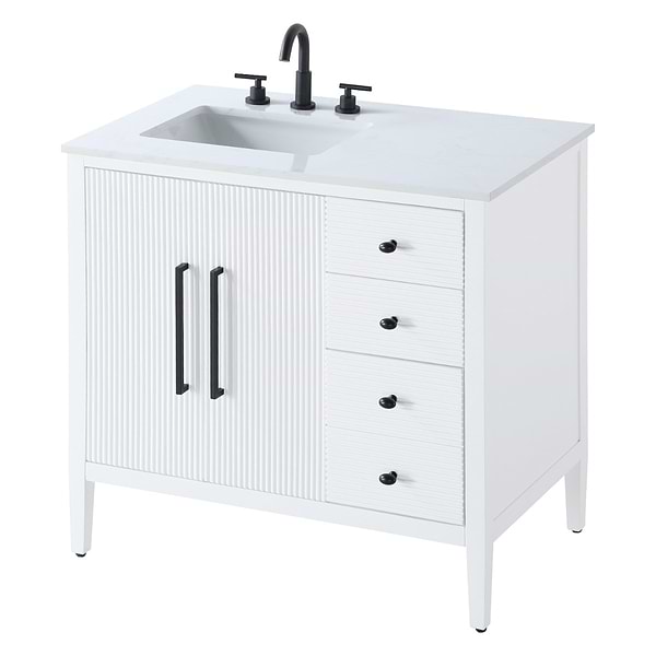 Juelle White 36" Single Vanity with Cultured Marble Top