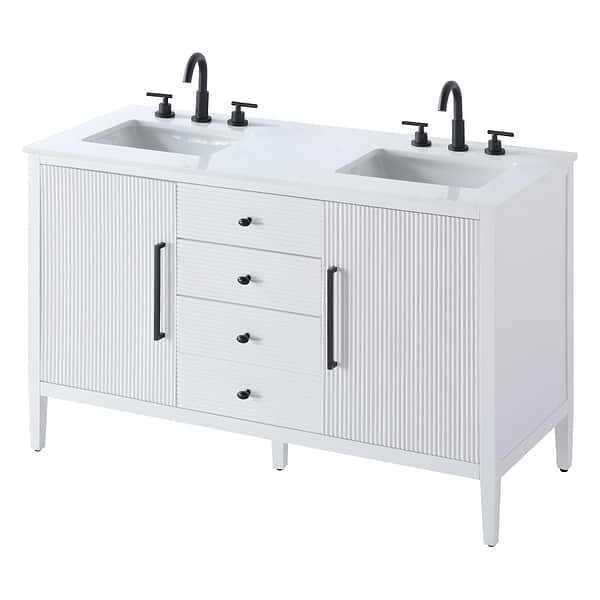 Juelle White 54" Double Vanity with Cultured Marble Top