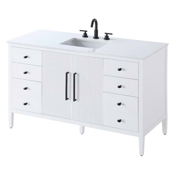 Juelle White 54" Single Vanity with Cultured Marble Top